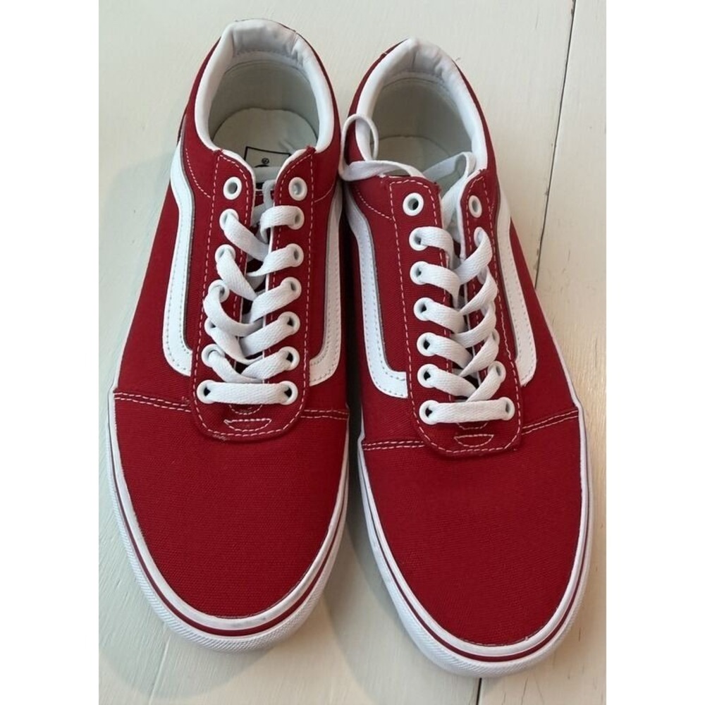 Vans Old Skool Tennis Shoe Canvas Red Lace Up New Mens Size 9.5 508357